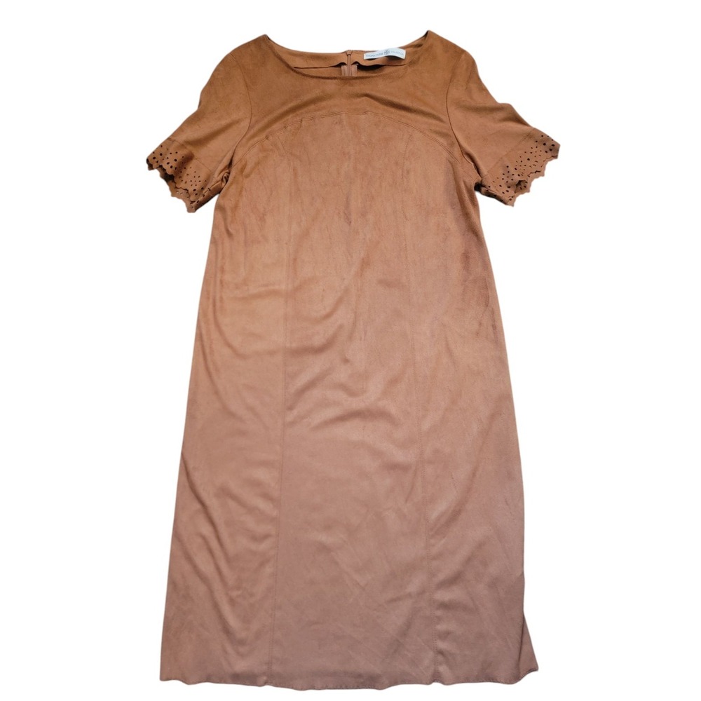Faux Leather Western Brown Eyelet Short Sleeve Dresss S Concert Hippie Small